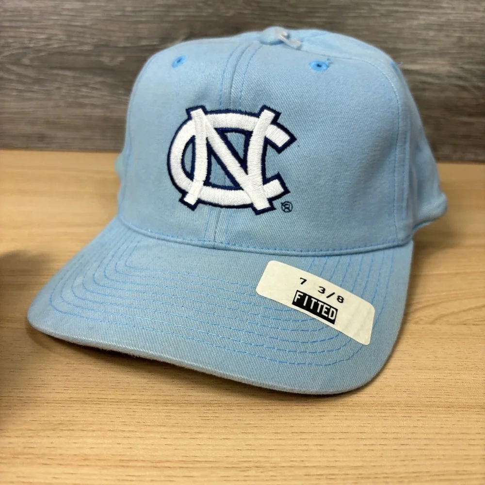 Vintage North Carolina Tar Heels Hat Cap‎ Fitted 7 1/8 Blue Top of the World Y2K